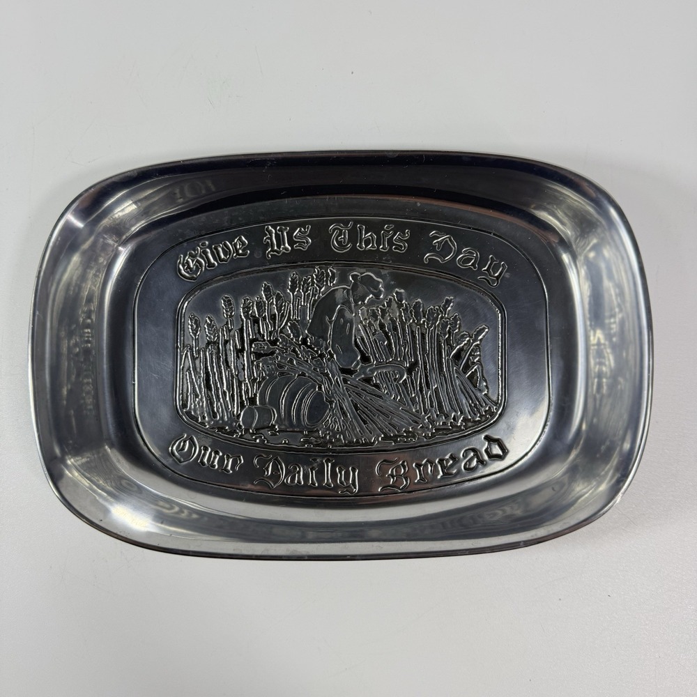 Vintage Wilton‎ Mount Joy, Pa. Pewter "Give Us This Day Our Daily Bread" Plate